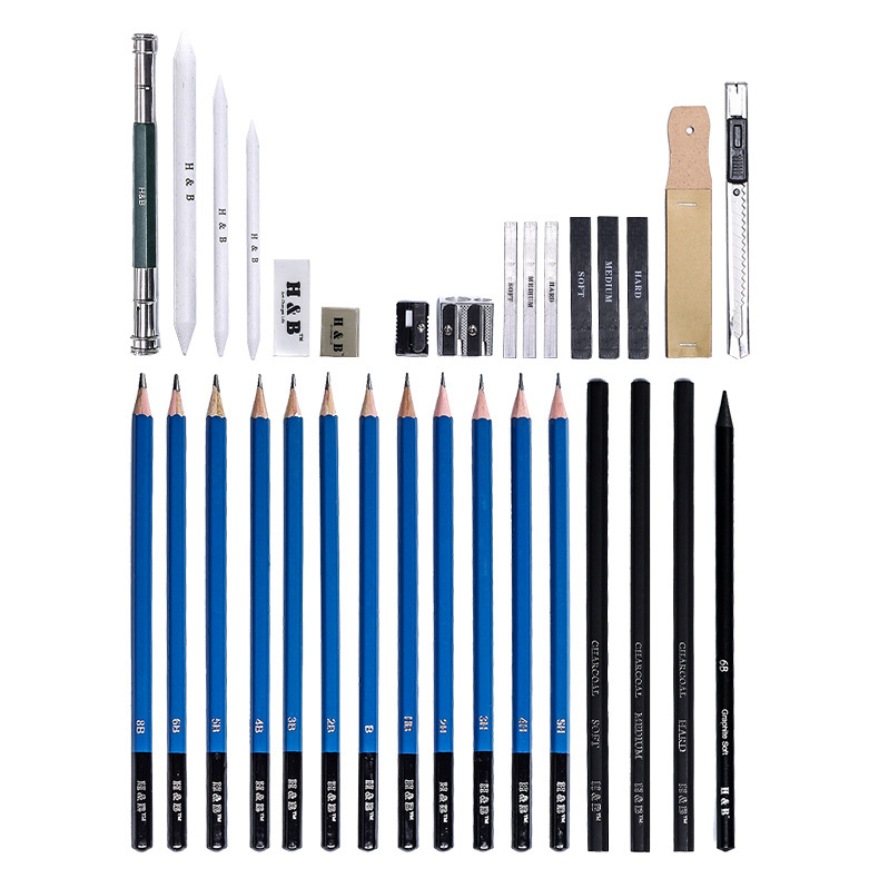 H&B32 Sketch Pencil Set Professional Art Drawing Tools Amazon Hot Sale Stationery Wholesale