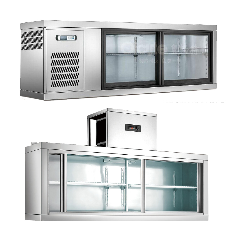 Wall mounted freezer, kitchen wall cabinet, hanging freezer, fresh-keeping glass sliding door, hanging cabinet