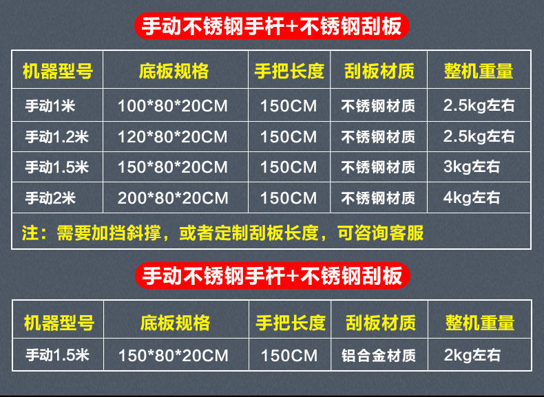 Concrete stainless steel manual scraper, cement pavement mortar scraper, leveling tool, leveling machine, leveling scraper