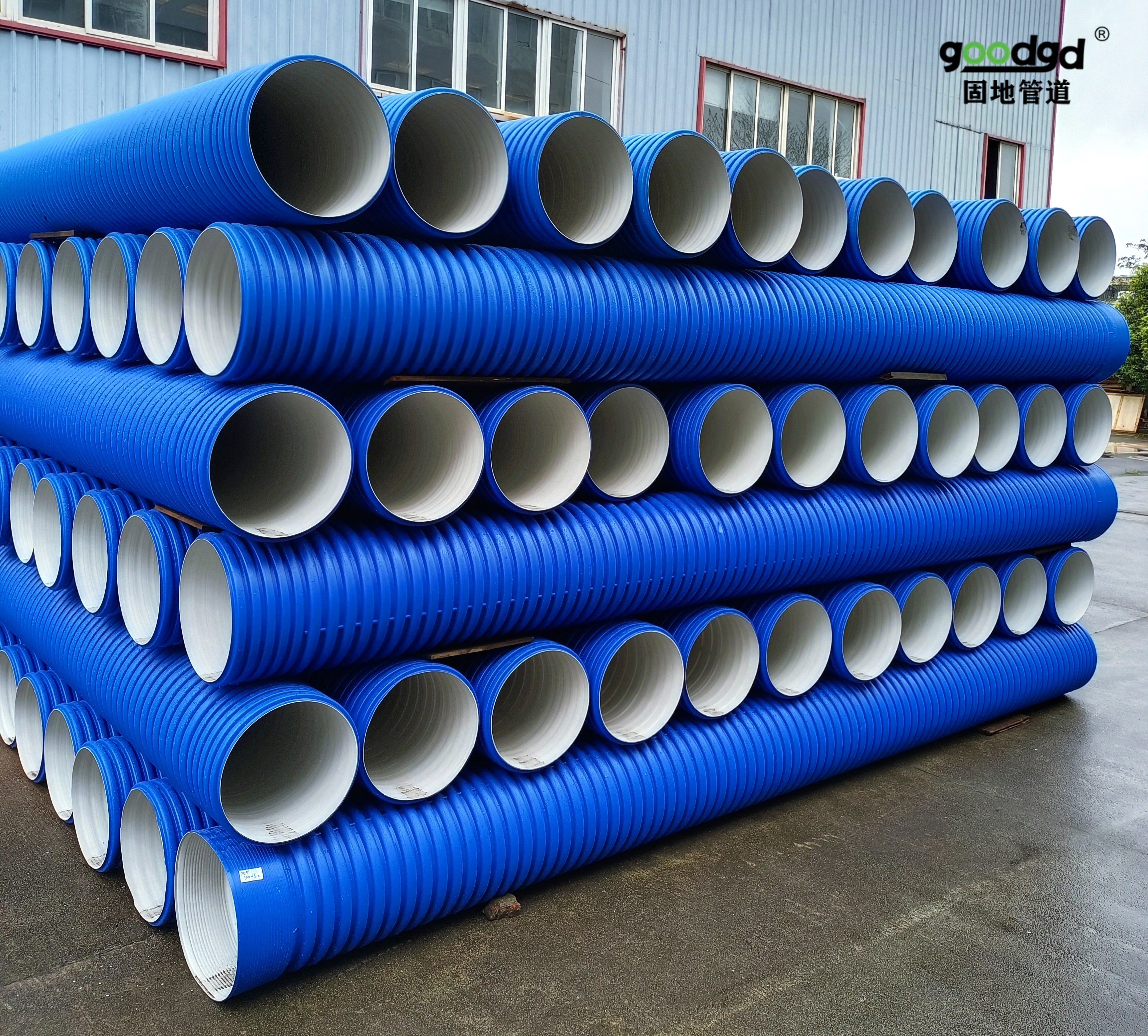 Solid HDPE double wall corrugated pipe SN8 ring stiffness drainage pipe DN200-DN800 sewage pipe