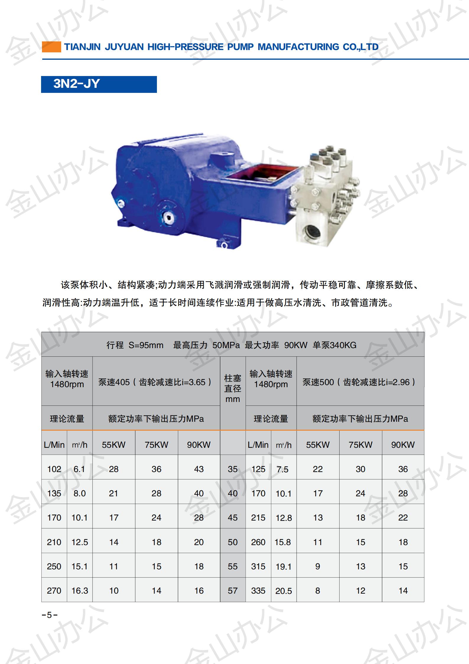 3N2 high-pressure pump high-pressure plunger pump lower outlet pipeline cleaning pump municipal cleaning sewage dredging pump