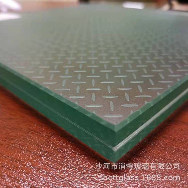 Concave glass anti-skid figure eight dot pattern can be customized and can be laminated for glass walkway, which can be tempered