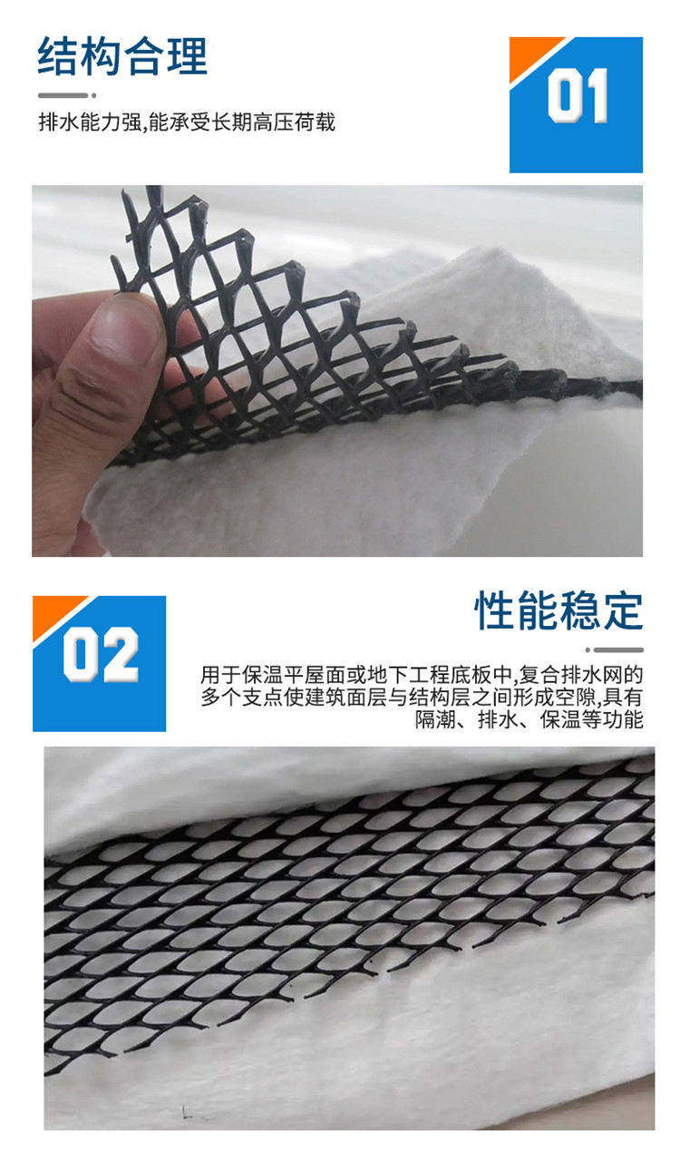 Yuehao Roadbed Drainage Garbage Landfill 3D Composite Drainage Network Retaining Wall Diversion Geonet Solid Factory