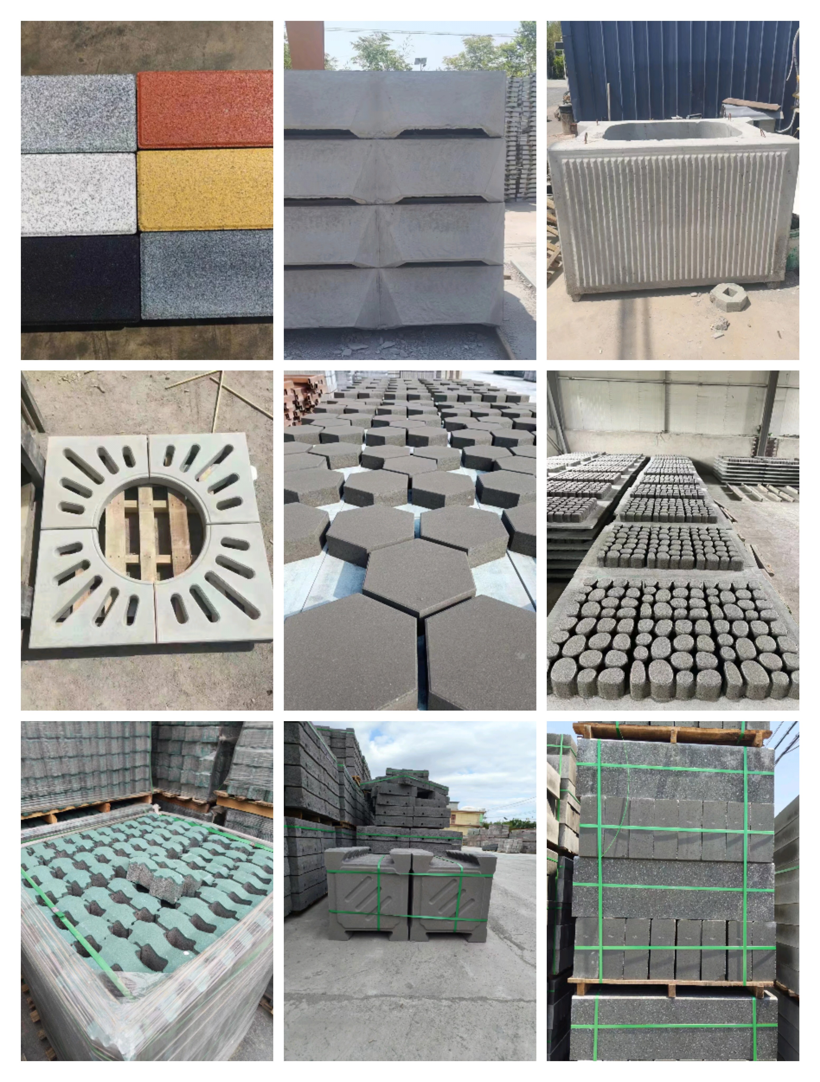 Hexagonal slope protection brick module brick well, splayed grass planting brick, tactile paving brick, tree enclosure, stone well cover