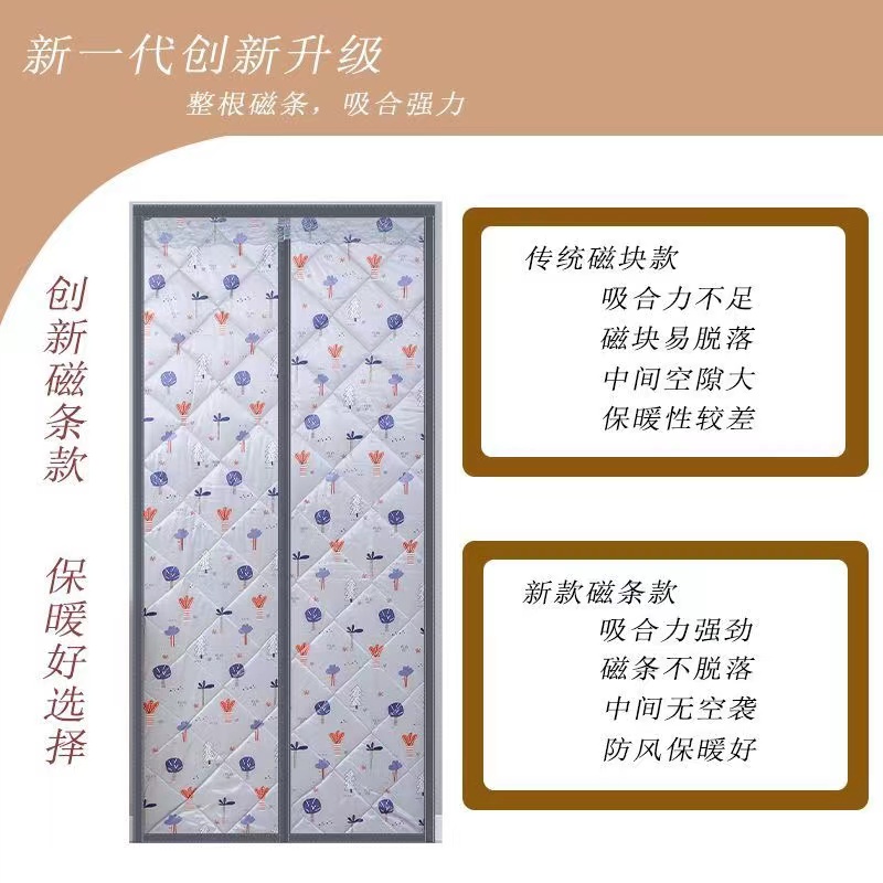 Winter cotton door curtains with full magnetic strip thickening, wind and cold resistant, customized warmth insulation, self adhesive, non perforated Velcro for windows