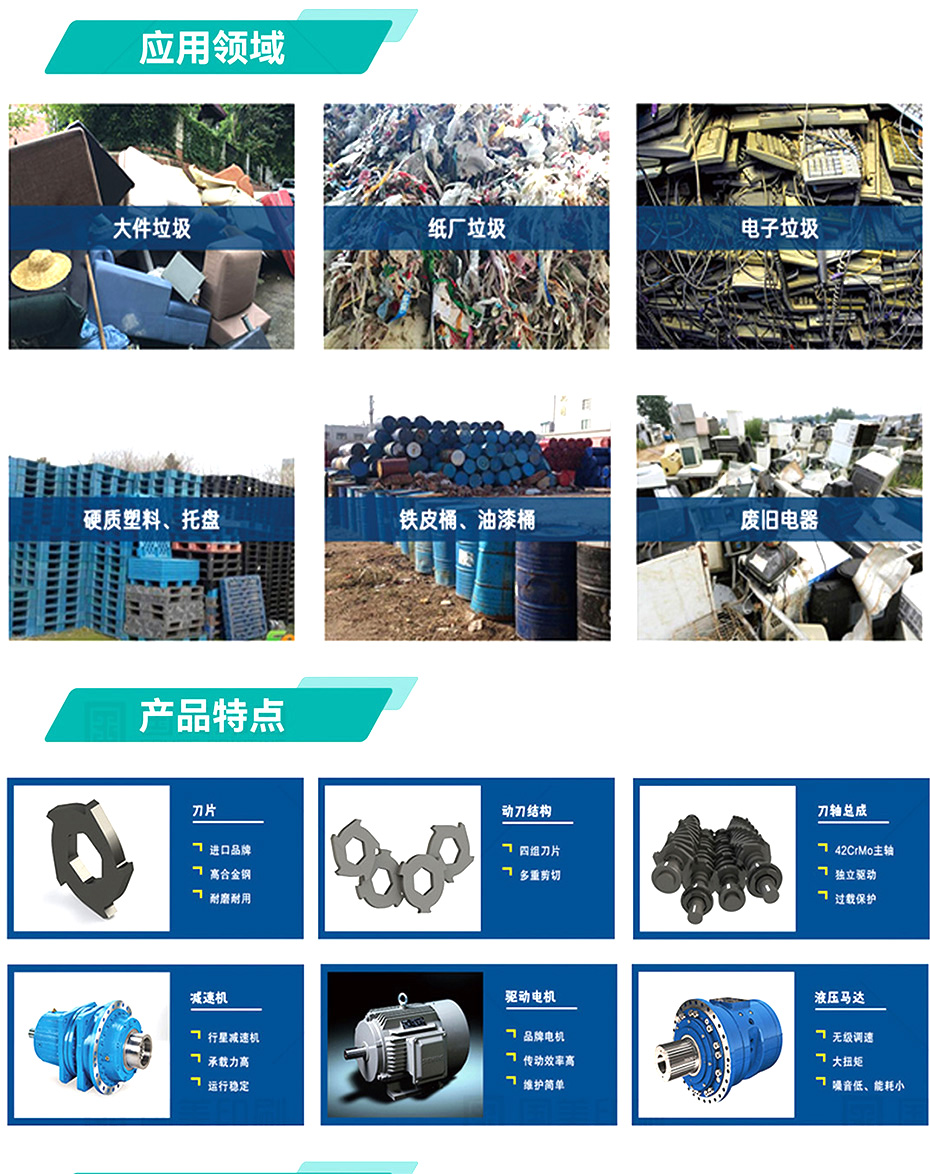 Dinghao Environmental Protection Four Axis Tearing Machine Solid Waste Household Garbage Waste Tires Plastic Tyres and Pipes