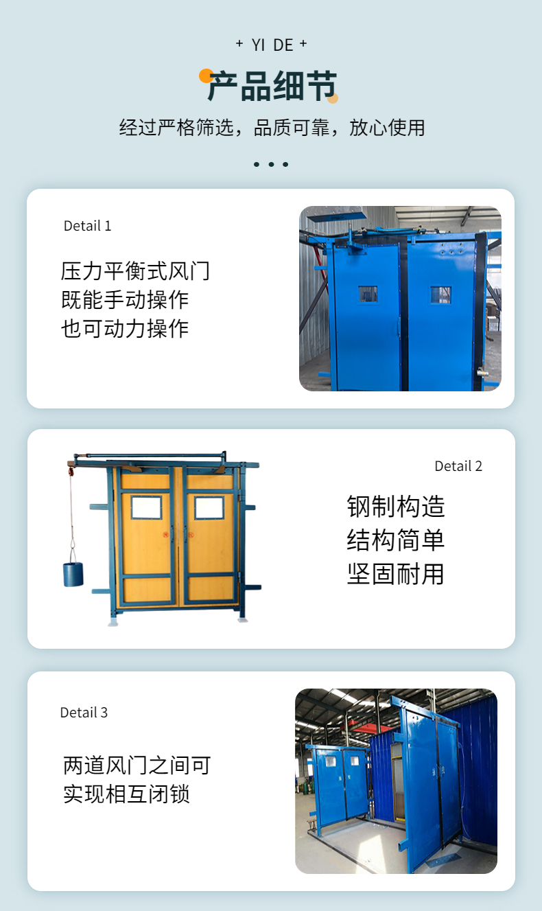 Mining fully automatic pressure free air door ZMK-127, with sturdy and durable steel structure, supplied by Yide