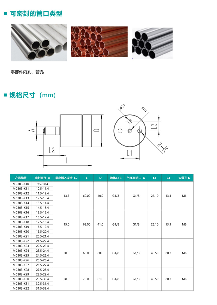 McAdo Pneumatic Inner Hole Connector Quick Insert Sealing Plug Internal Expansion Sealing Manufacturer Direct Supply Customizable