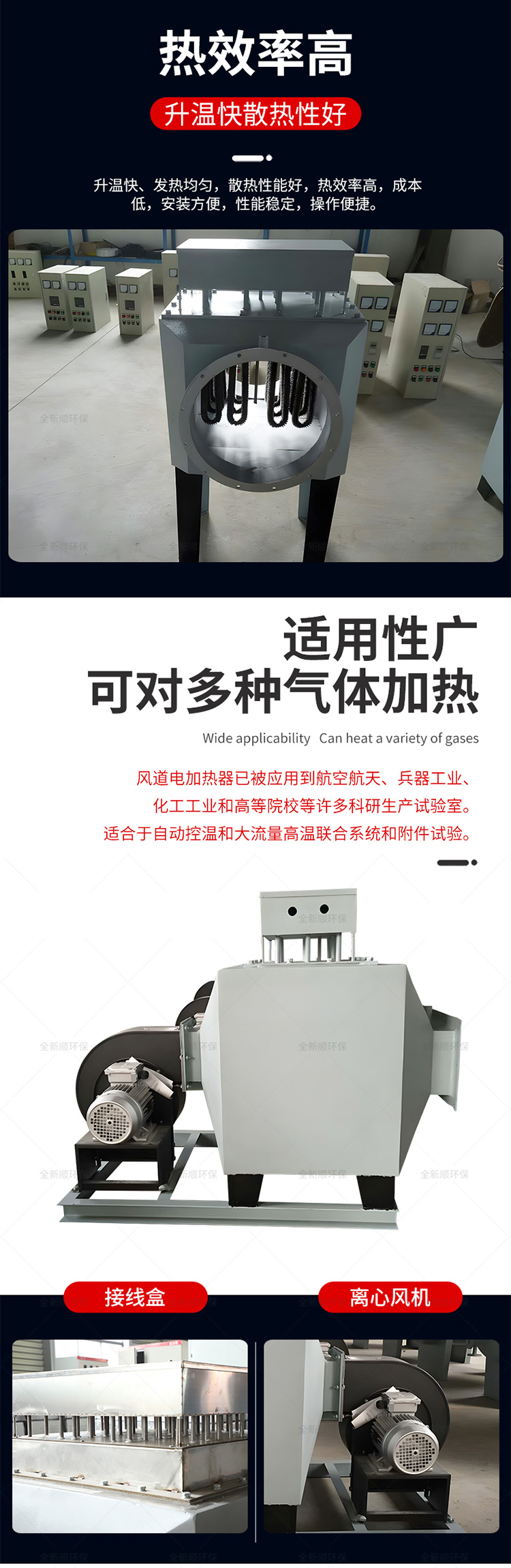 New electric customized air heater, air duct circulation gas electric heater, air heating device