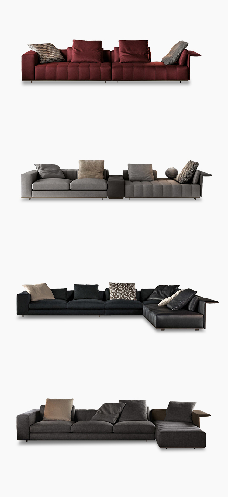 Guchi Italian Minimalist Piano Key Technology Fabric Sofa Small Family Living Room Straight Row Designer Multi Seat Furniture