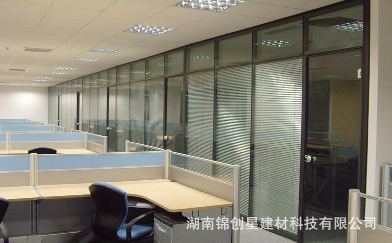 Office glass partition wall, double glass louver partition, hotel office glass partition, fireproof partition