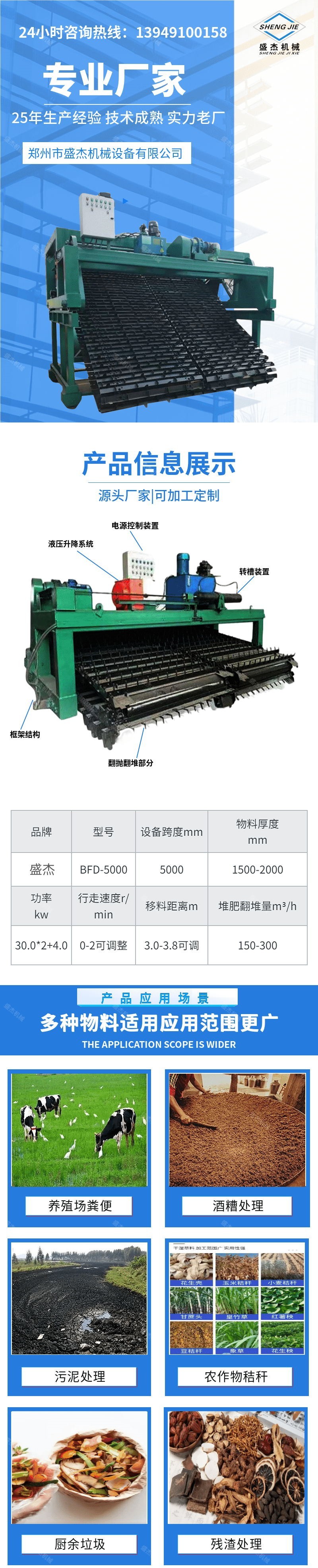 Shengjie manufacturer direct sale chain plate tipping machine large span deep trough tipping Manure production equipment