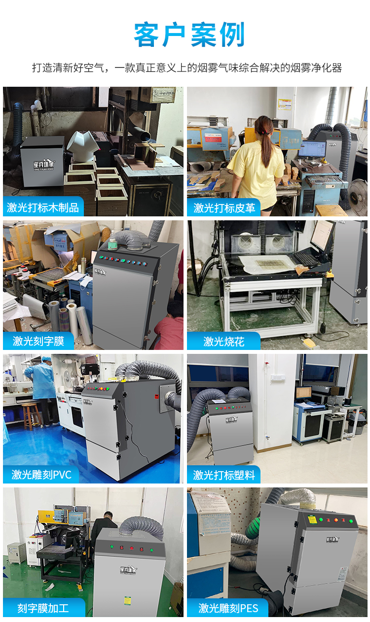 Laser marking, laser carving, acrylic cutting, fabric direct exhaust, outdoor smoke processor - worry free environmental assessment