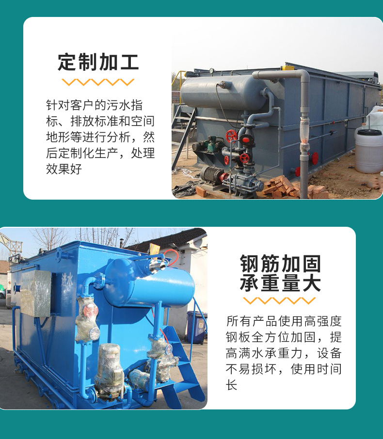 Fully automatic integrated sewage treatment equipment for washing, dyeing, slaughtering, and breeding wastewater using an air flotation machine with dissolved air and horizontal flow