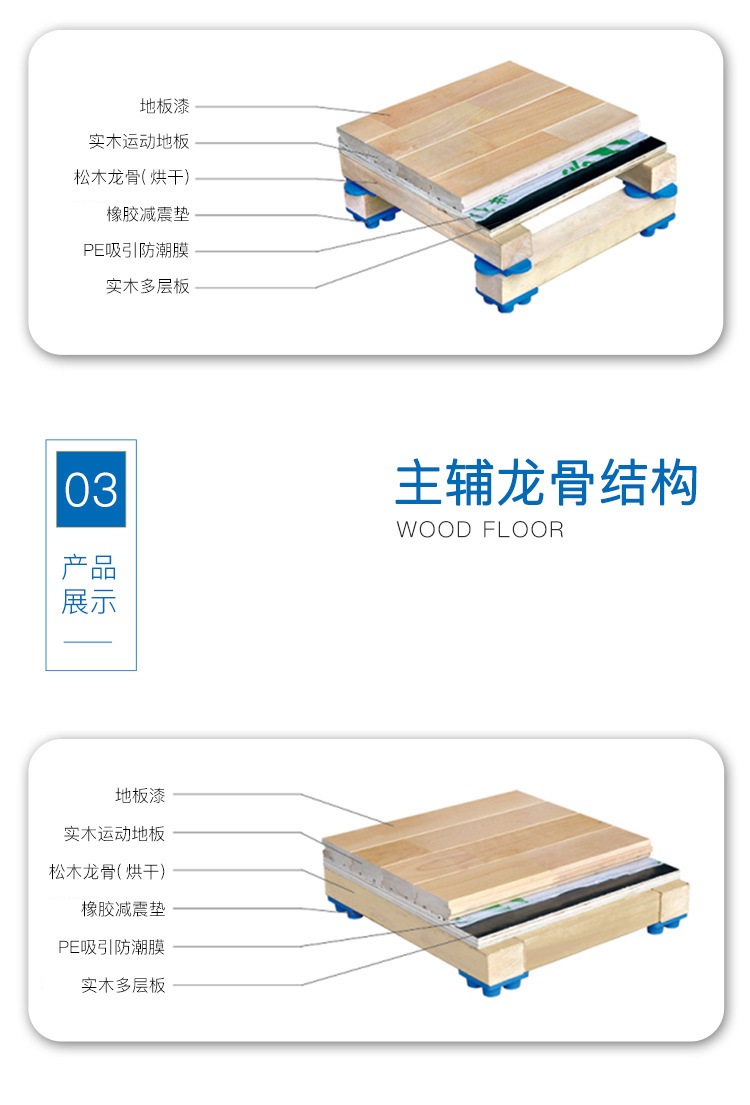 Solid wood sports floor Basketball court badminton court maple birch indoor stadium wood floor NHY-258