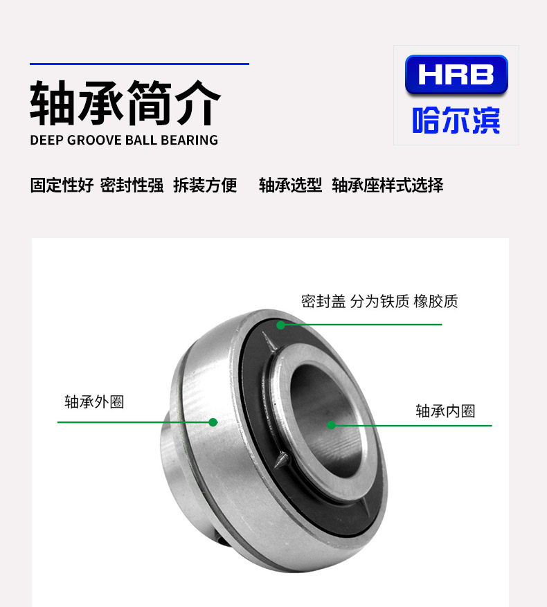 Outer spherical ball bearing UC319 Harbin axis HRB automation equipment printing mechanical bearing