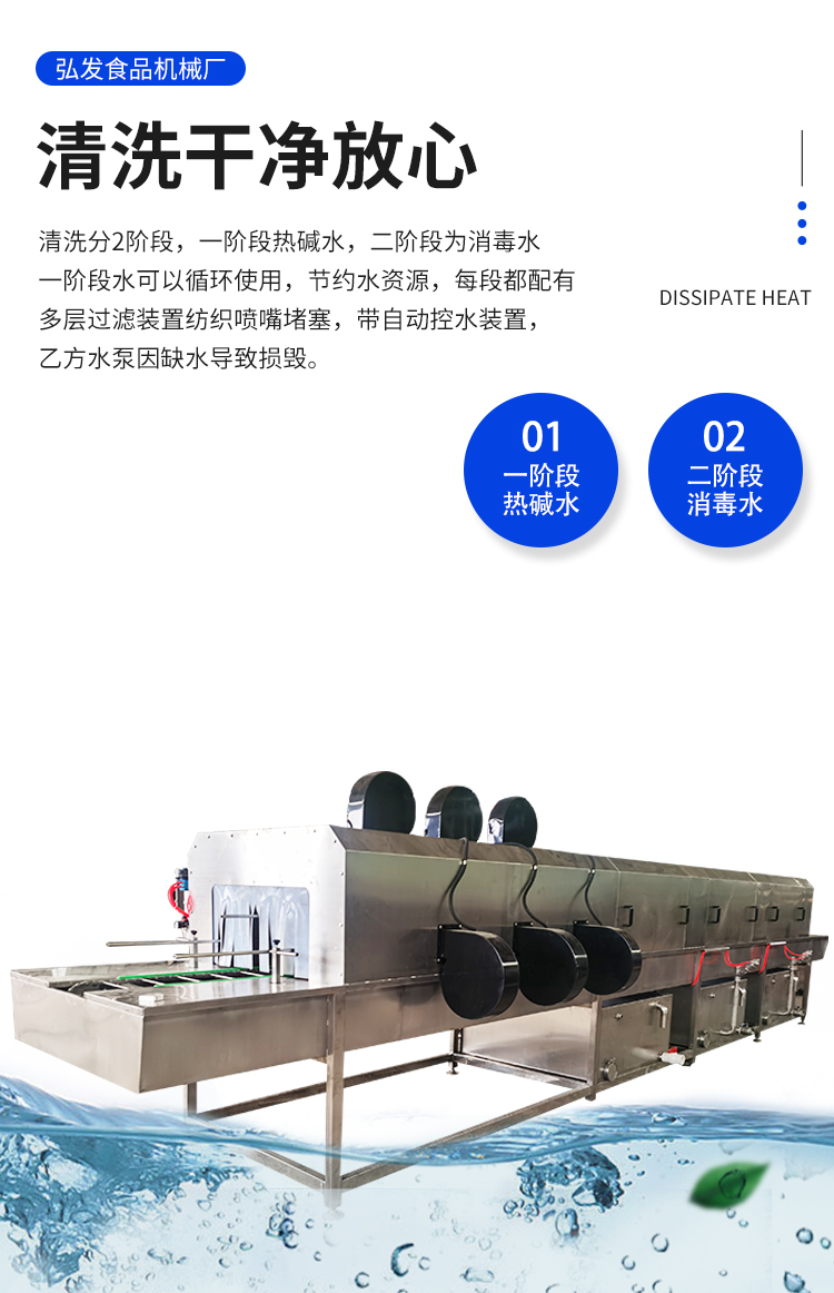 Food turnover basket washing machine Egg tray washing machine Fully automatic high-pressure spray type washing machine