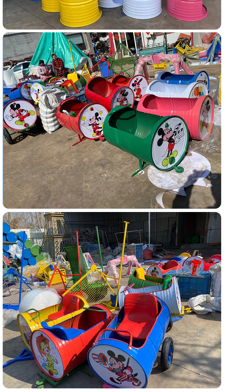 Online celebrity oil barrel small train sightseeing car square farm children's small train parent-child amusement outdoor scenic spot tourist car