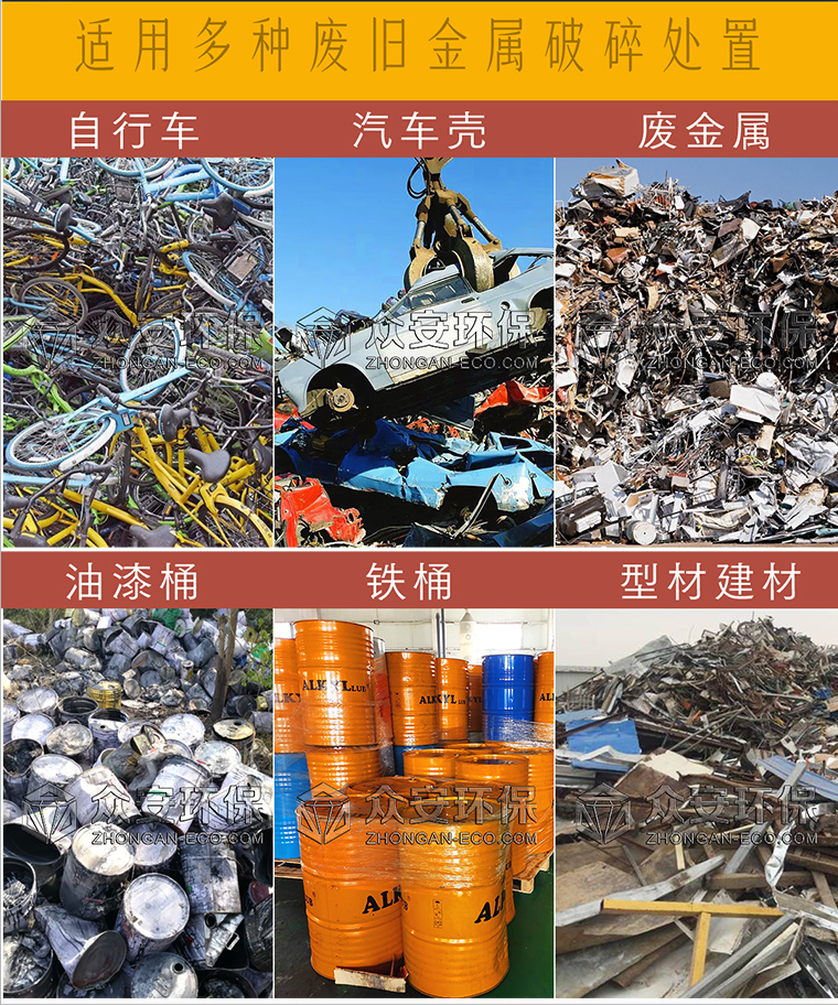 Metal crusher, aluminum block, iron sheet, iron bucket, aluminum tube shredder, car shell, color steel tile, light and thin material crusher