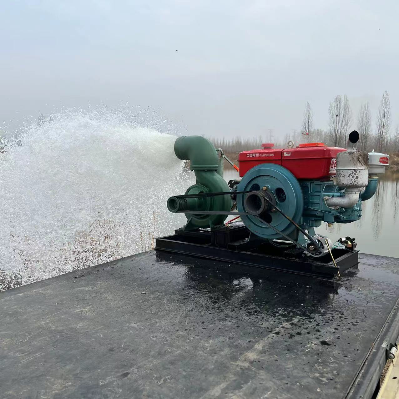 Large flow diesel mixed flow pump, four cylinder 4102 engine, drainage pump, 800 cubic meter, enlarged pump body, irrigation pump