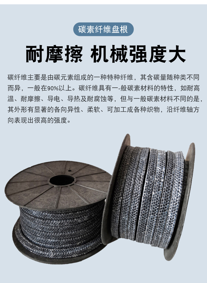 High strength tetrafluorocarbon fiber packing for centrifugal pumps with special wear-resistant carbon fiber packing specifications of 28 * 28mm