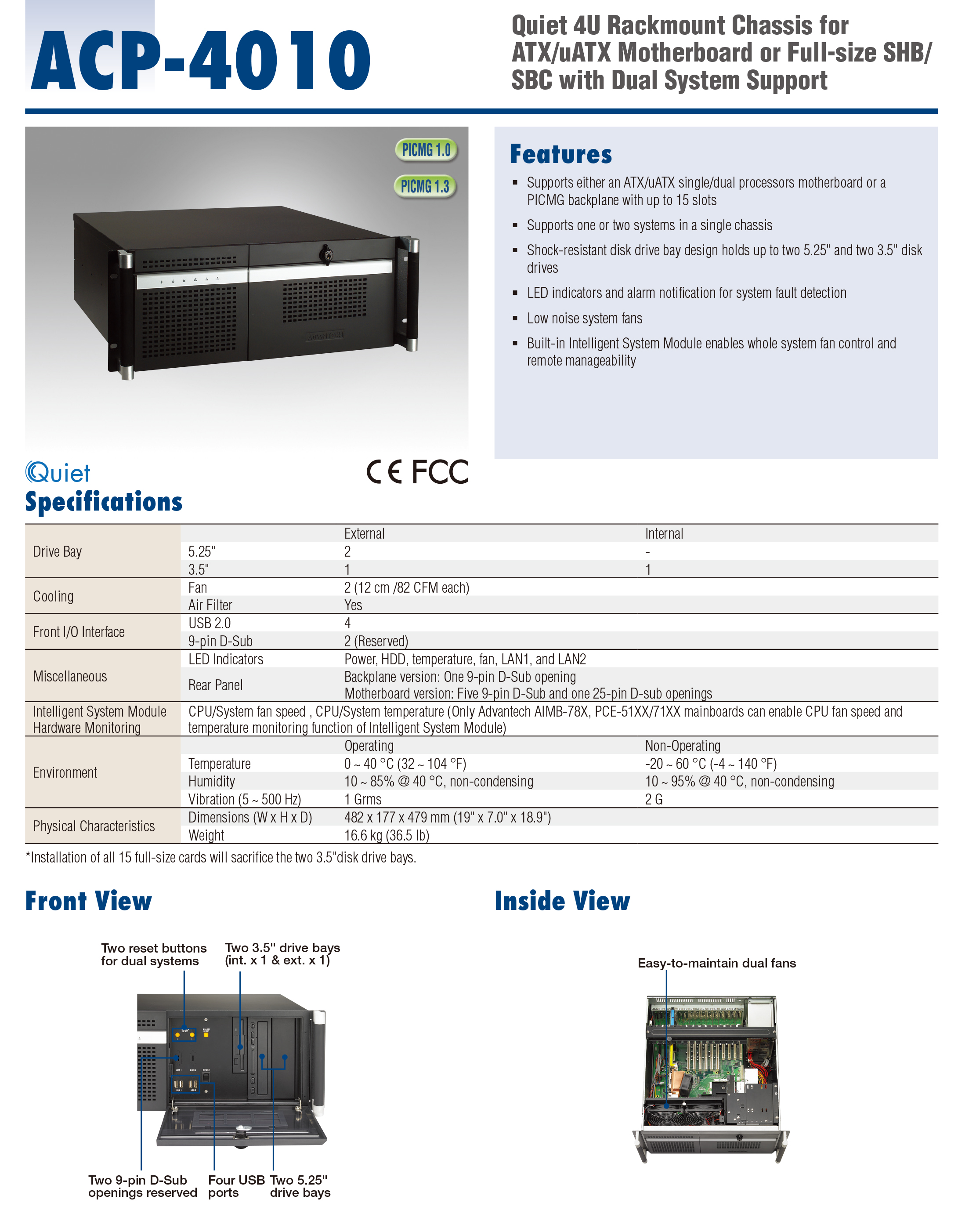 Advantech Industrial Computer ACP-4010/4320MB/AIMB-705 supports dual system 4U rack mounted host manufacturers