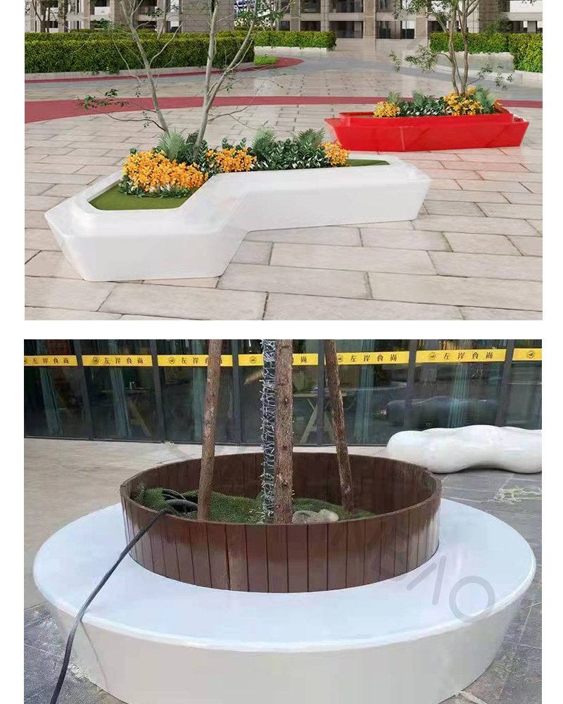 Fiberglass tree pool seat, outdoor bench, garden landscape, flower pool, park leisure chair, irregular curved seat