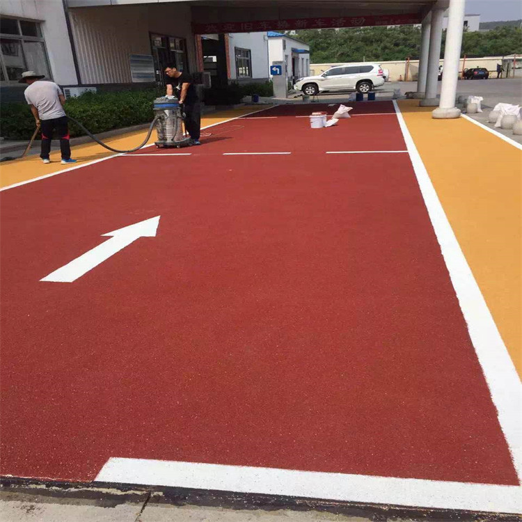 薄涂聚氨酯地坪彩色陶瓷颗粒防滑道路 沥青改色路面 公路柏油