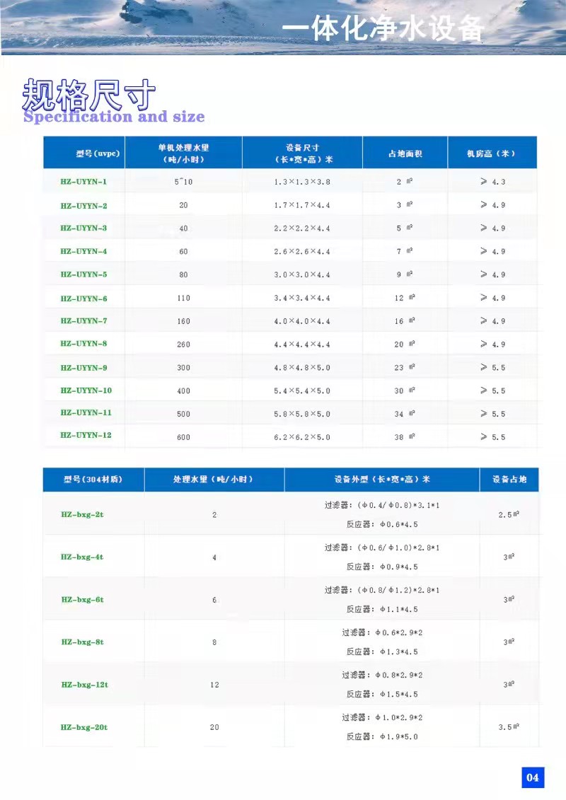 Integrated water purification equipment Gravity river water drinking water purifier Integrated water plant purification