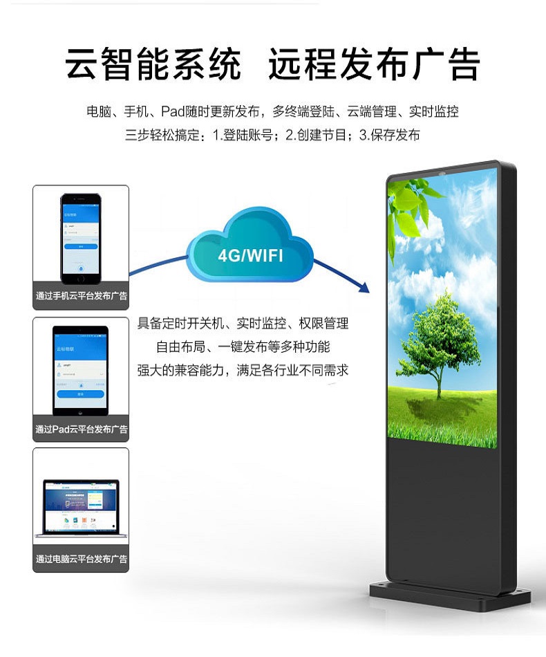 Xinchuangxin Electronic Customized 21.5-98 inch Vertical Wall Hanger 2000cd/m ² High brightness outdoor waterproof advertising machine