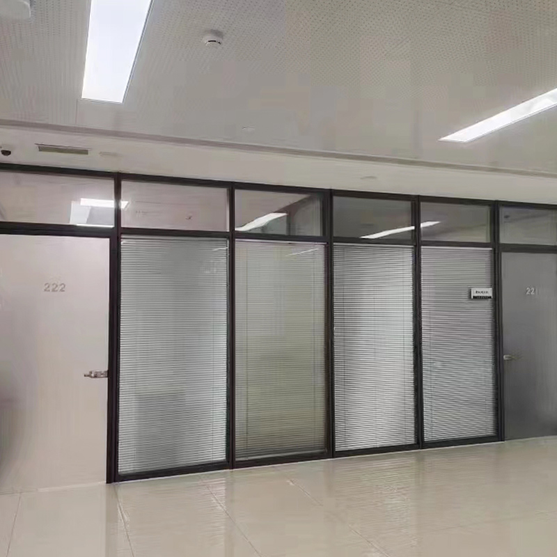 Customized office glass partition, double glass hollow louver, tempered glass partition wall, sound insulation, aluminum alloy high partition