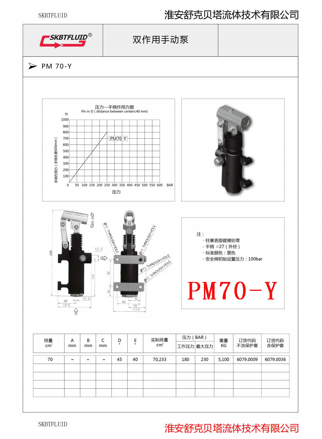 PM70S-2021 series cast iron casing hydraulic manual pump SKBTFLUID brand