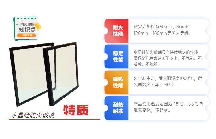 Curtain wall fireproof partition selection Baodun 2-hour nano crystal silicon fireproof glass Class A insulation and stability