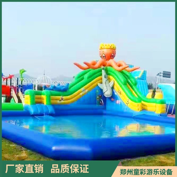 Tongcai Inflatable Shark Slide Water World Challenge Large Inflatable Toy Plaza Amusement Trampoline