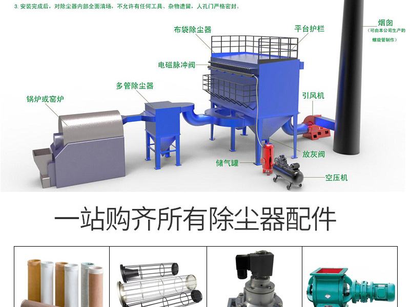 Manufacturing and installation of stainless steel bag type dust collector for dust collection equipment in milk powder factories