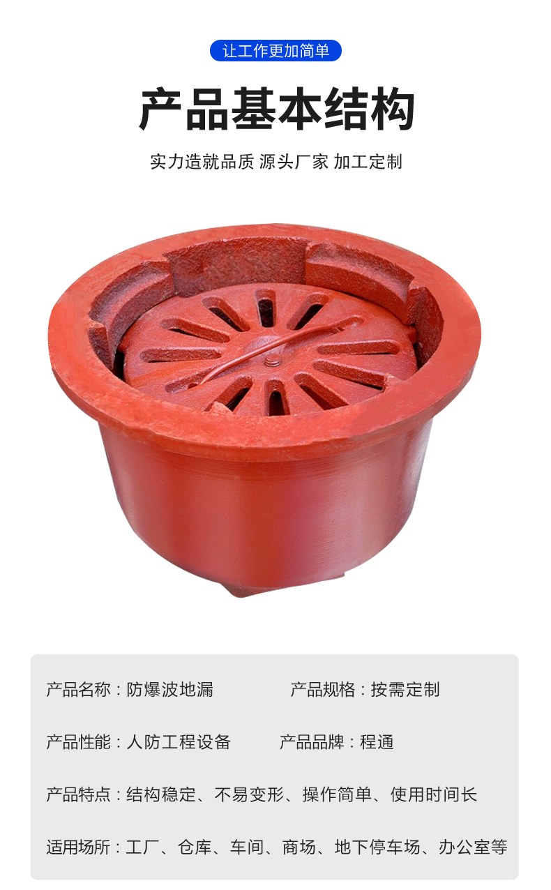 Civil air defense explosion-proof floor drain, cast iron explosion-proof wave floor drain, manufacturer spot wholesale