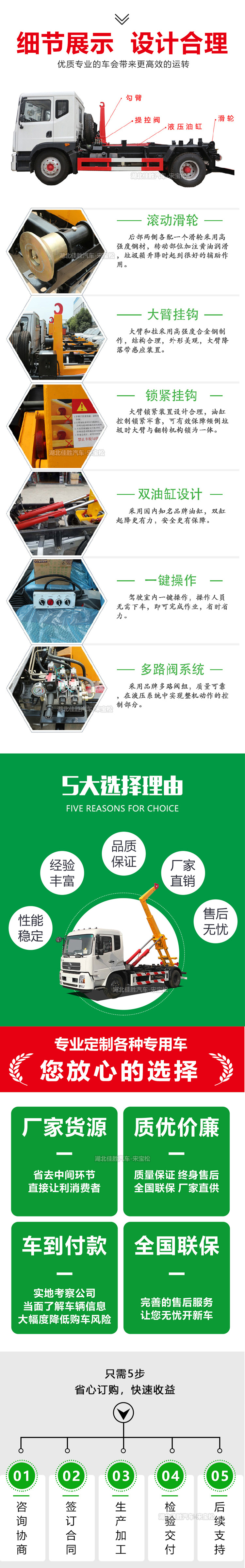 Three square hook arm Garbage truck DFSK Motor single wheel 2760 sanitation garbage collector