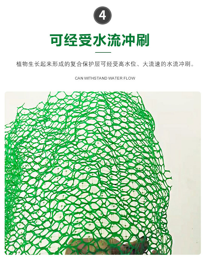 Green 3D Geonet Cushion for River Slope Protection, Vegetation Net Fixed U-shaped Nail for Soil and Water Protection