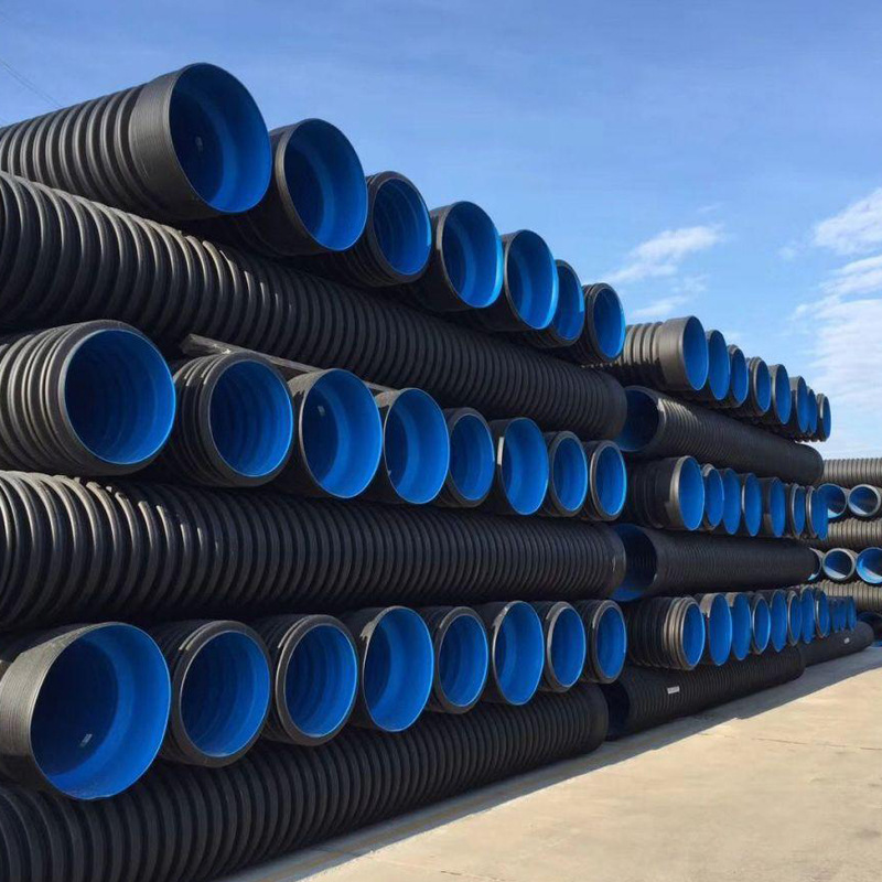 Outdoor buried underground water pipe manufacturer provides HDPE double wall corrugated pipe DN600 with complete specifications, SN8 supports customization