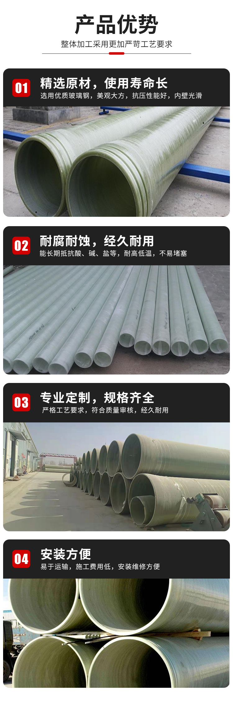 Ronglian Buried Fiberglass Reinforced Plastic Sandwich Pipe Manufacturer Sandwich Top Pipe Wholesale DN4000 Pipe Physical Factory