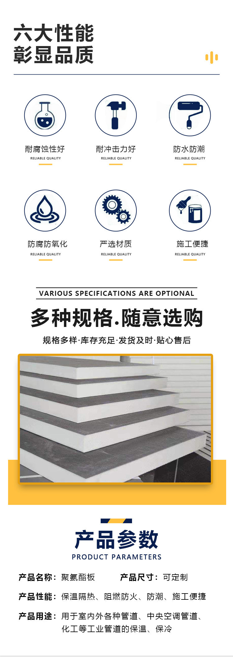 Chen Hao supplies exterior wall insulation polyurethane board flame retardant rigid foam board PU foam board