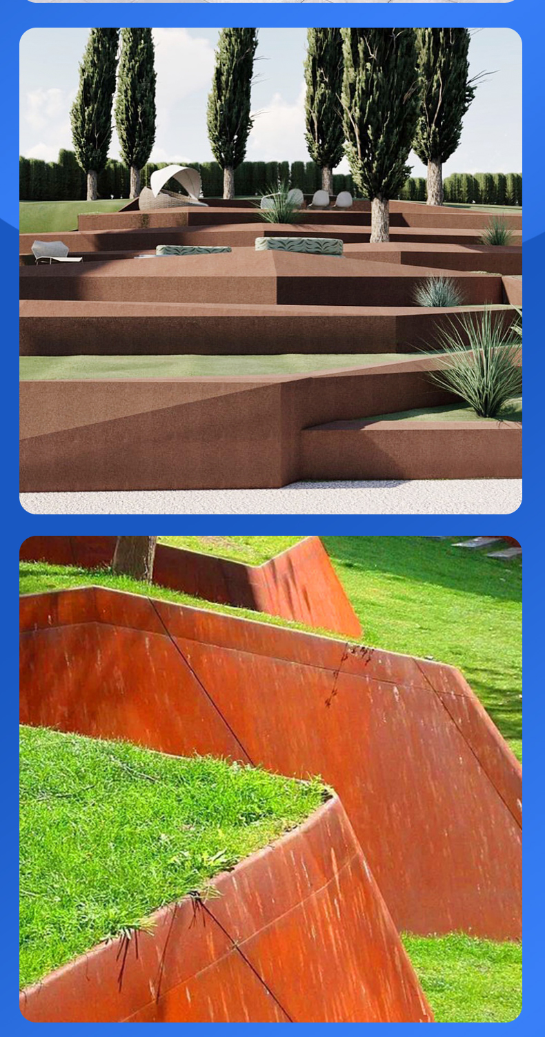 SPA-H Weathering Steel Cotton Steel Flower Box Outdoor Flower Pond Flower Pot Landscape Engineering Red Rust Steel Plate Treehouse Planting Box