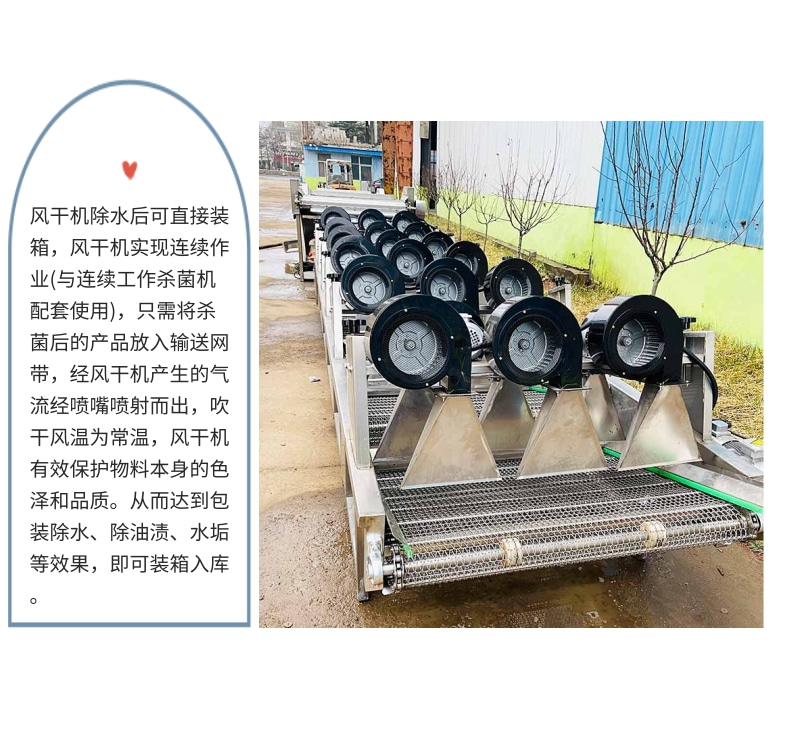 Fully automatic flipping air drying equipment, vegetable, melon and fruit cleaning and air drying machine, leisure food air drying assembly line