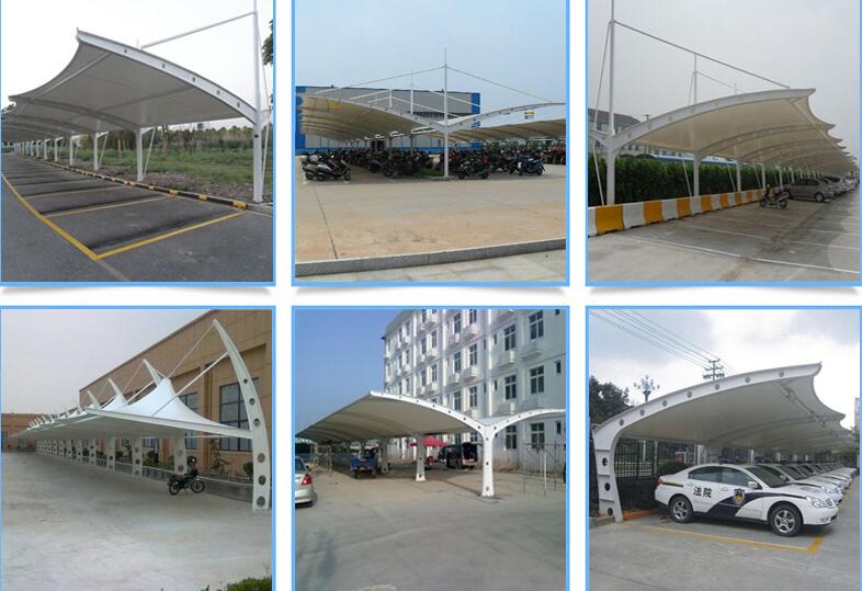 Yanyu PVDF1050g construction sunshade film material processing and installation Automobile shed film material installation