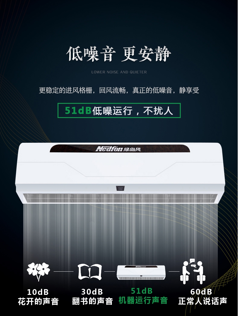 Green Island Wind Leading Series High end Wind Curtain Machine Silent Remote Control Wind Curtain Machine Centrifugal Air Curtain FM3512L-2