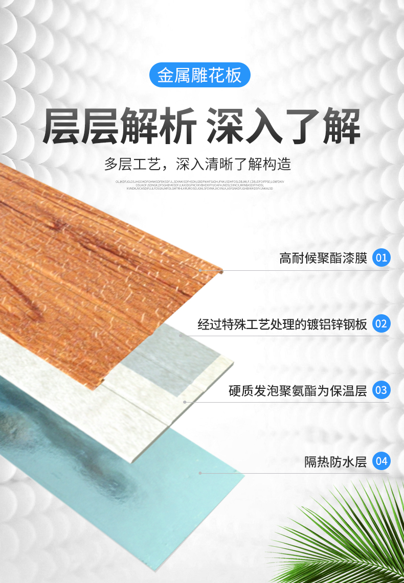 Metal carved board, Xinfu insulation and decoration integrated board, elevator shaft, light steel villa, flame retardant exterior wall hanging board