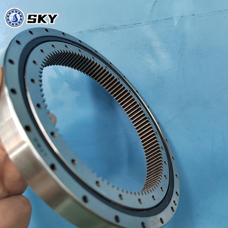 High precision thin-walled lightweight rotary bearing with inner teeth, four point contact ball rotary bearing