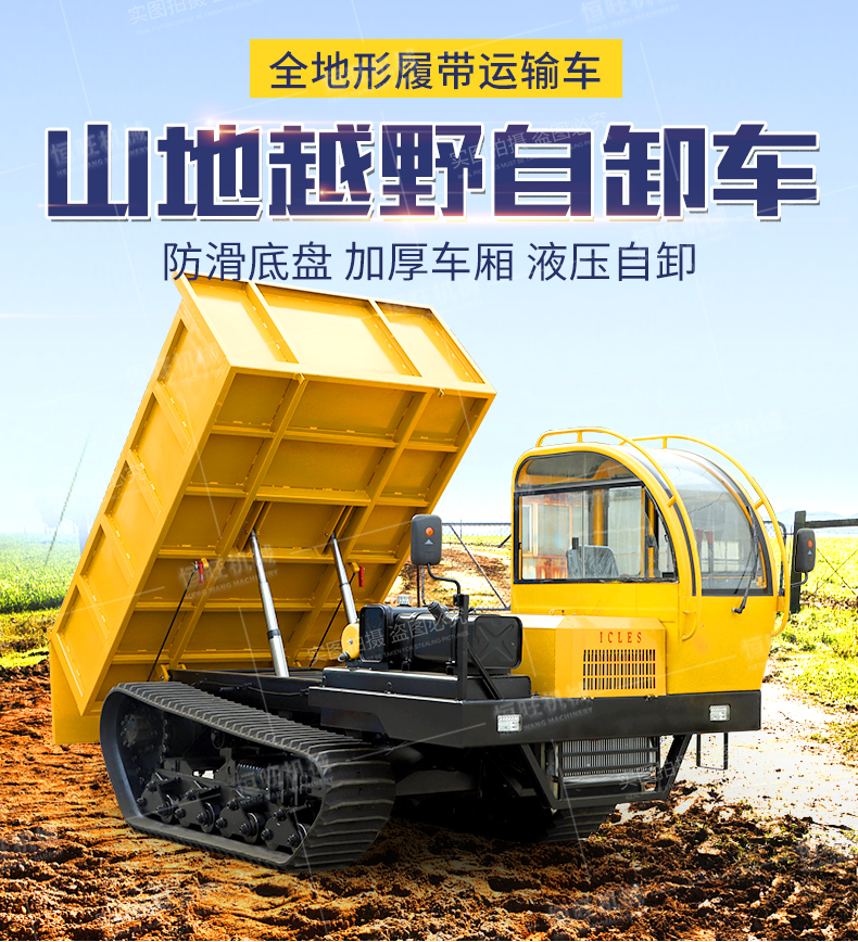 Mountainous off-road hydraulic Dump truck 8t all terrain crawler transport vehicle