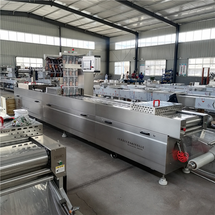 Automatic stretch film packaging machine for frozen food Vacuum assembly line for whole chicken Thermoforming stretch packaging equipment