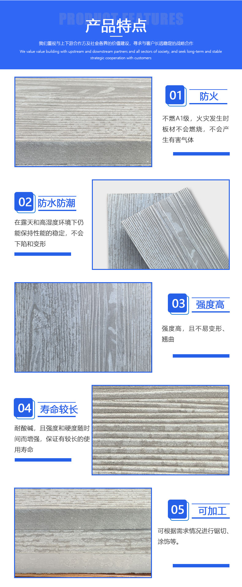 Waterproof 25mm to 30mm high-strength fiber cement wood grain microcrystalline stone plank board for Erjia Park scenic area